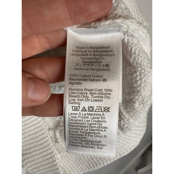 NWT J. Crew Cable-Knit White Cotton Sweater-sz Small - Picture 6 of 6